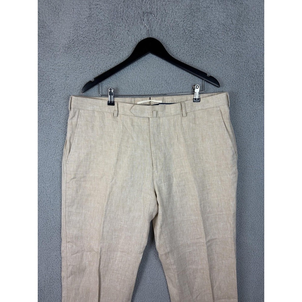 Brooks Brothers 1818 Fitzgerald Mens 40x32 Beige Irish Linen Herringbone Pants